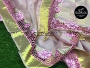 Pink Tissue Silk Saree with Cutwork by Alika Fabs