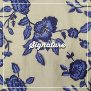 Buy Beige Net Fabric With Indigo Purple Floral Thread Work at MK 